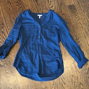 Women's Blue Button-Up Top